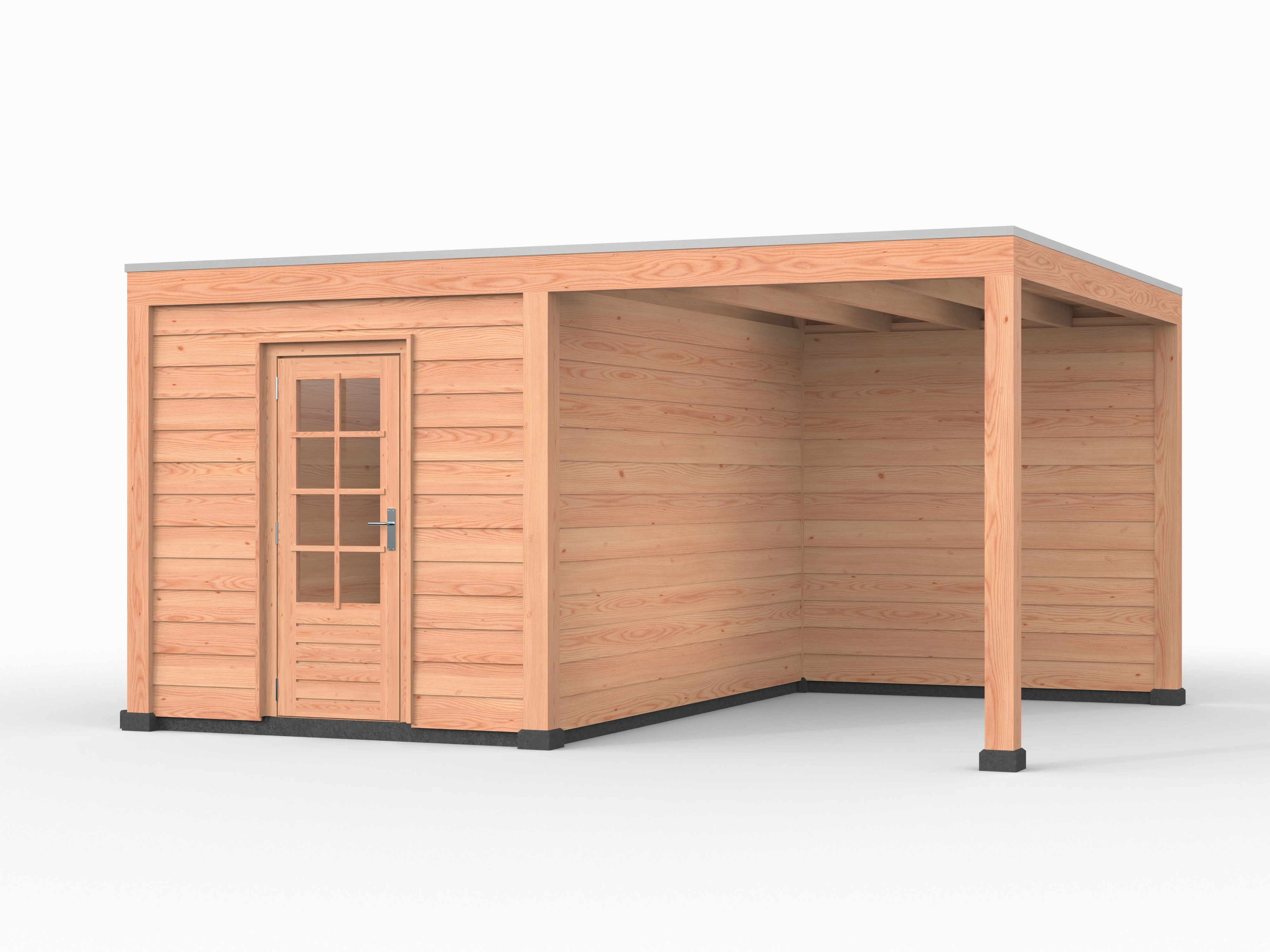 Douglas overkapping, 500 x 400, met achterwand en schuur, Westwood Elegant - Afbeelding 1